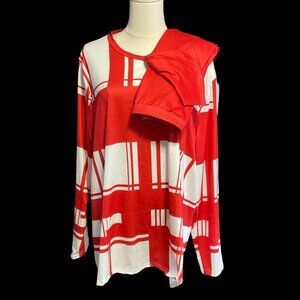 Red/White Graphic Print Two Piece Lounge Set